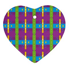 Stripes And Dots                           Ornament (heart) by LalyLauraFLM