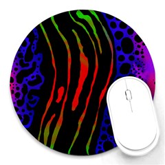 Frog Spectrum Polka Line Wave Rainbow Round Mousepads by Mariart