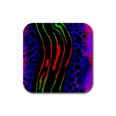 Frog Spectrum Polka Line Wave Rainbow Rubber Square Coaster (4 Pack) 