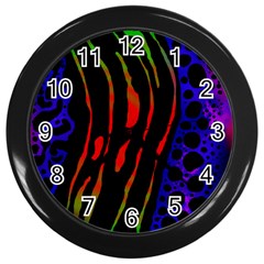 Frog Spectrum Polka Line Wave Rainbow Wall Clocks (black)