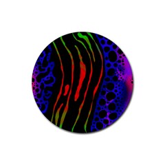 Frog Spectrum Polka Line Wave Rainbow Rubber Coaster (round)  by Mariart