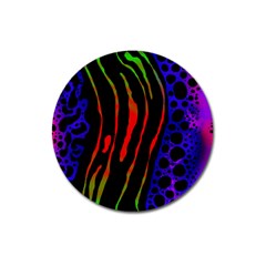 Frog Spectrum Polka Line Wave Rainbow Magnet 3  (round) by Mariart