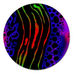 Frog Spectrum Polka Line Wave Rainbow Magnet 5  (round) by Mariart