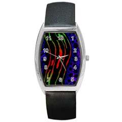 Frog Spectrum Polka Line Wave Rainbow Barrel Style Metal Watch