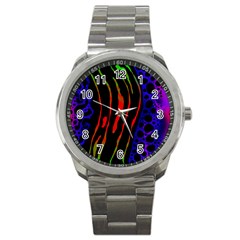 Frog Spectrum Polka Line Wave Rainbow Sport Metal Watch