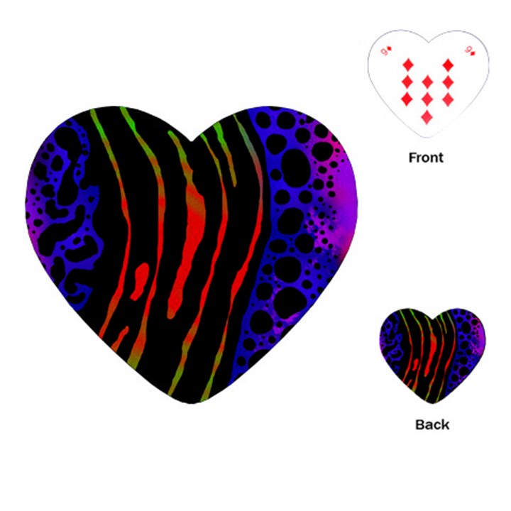 Frog Spectrum Polka Line Wave Rainbow Playing Cards (Heart) 