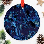 Pattern Butterfly Blue Stone Round Ornament (Two Sides) Front