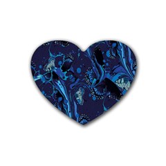 Pattern Butterfly Blue Stone Rubber Coaster (Heart) 