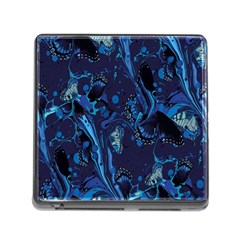 Pattern Butterfly Blue Stone Memory Card Reader (Square)