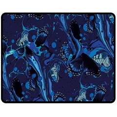 Pattern Butterfly Blue Stone Double Sided Fleece Blanket (Medium) 