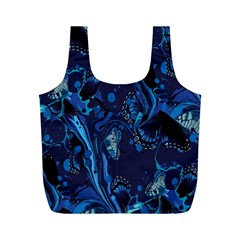 Pattern Butterfly Blue Stone Full Print Recycle Bags (M) 