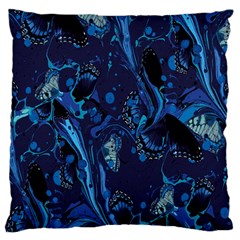 Pattern Butterfly Blue Stone Large Flano Cushion Case (Two Sides)