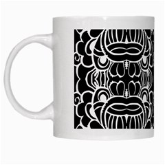 Psychedelic Pattern Flower Black White Mugs