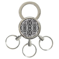 Psychedelic Pattern Flower Black 3-ring Key Chains