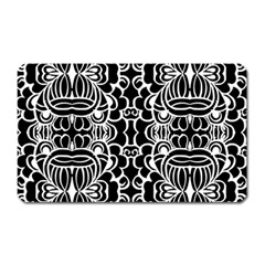 Psychedelic Pattern Flower Black Magnet (rectangular)