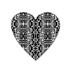 Psychedelic Pattern Flower Black Heart Magnet