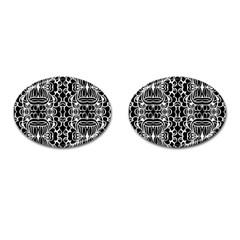 Psychedelic Pattern Flower Black Cufflinks (oval) by Mariart