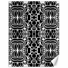 Psychedelic Pattern Flower Black Canvas 18  X 24  