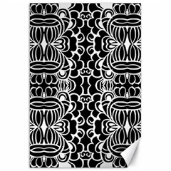 Psychedelic Pattern Flower Black Canvas 20  X 30   by Mariart