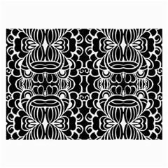 Psychedelic Pattern Flower Black Large Glasses Cloth by Mariart