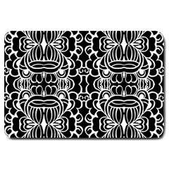 Psychedelic Pattern Flower Black Large Doormat 