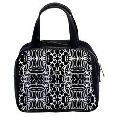 Psychedelic Pattern Flower Black Classic Handbags (2 Sides) by Mariart