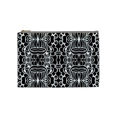 Psychedelic Pattern Flower Black Cosmetic Bag (medium)  by Mariart