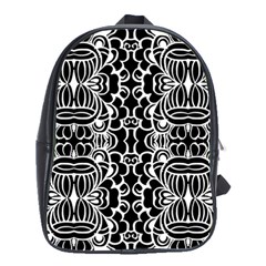 Psychedelic Pattern Flower Black School Bag (large)