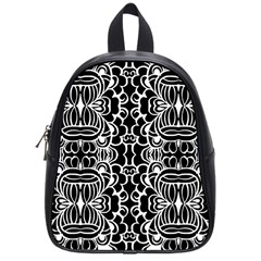 Psychedelic Pattern Flower Black School Bag (small)