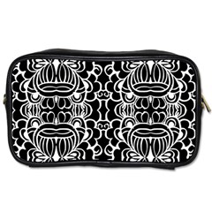 Psychedelic Pattern Flower Black Toiletries Bags