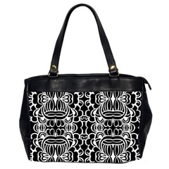 Psychedelic Pattern Flower Black Office Handbags (2 Sides)  by Mariart