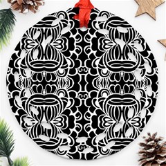 Psychedelic Pattern Flower Black Ornament (round Filigree) by Mariart