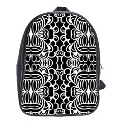 Psychedelic Pattern Flower Black School Bag (xl)