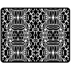 Psychedelic Pattern Flower Black Double Sided Fleece Blanket (medium) 