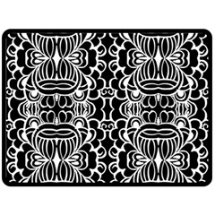 Psychedelic Pattern Flower Black Double Sided Fleece Blanket (large) 