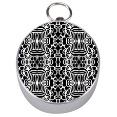 Psychedelic Pattern Flower Black Silver Compasses by Mariart