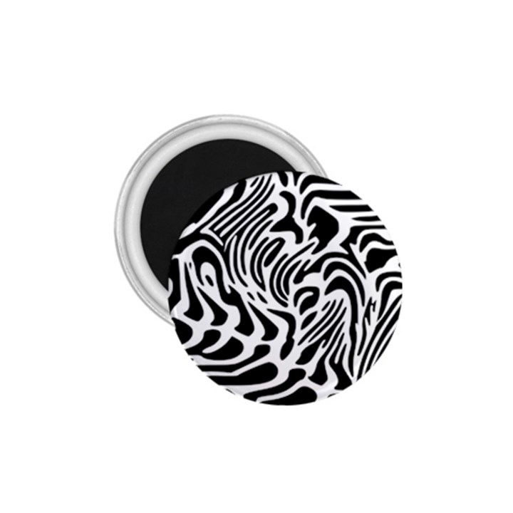 Psychedelic Zebra Black White Line 1.75  Magnets