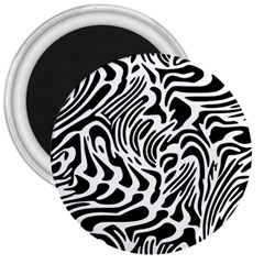 Psychedelic Zebra Black White Line 3  Magnets by Mariart