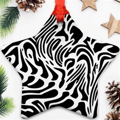 Psychedelic Zebra Black White Line Ornament (star)