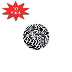 Psychedelic Zebra Black White Line 1  Mini Magnet (10 Pack)  by Mariart