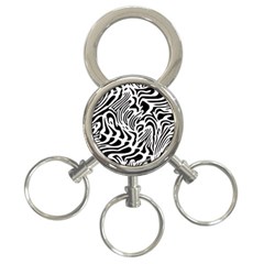 Psychedelic Zebra Black White Line 3-ring Key Chains