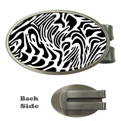 Psychedelic Zebra Black White Line Money Clips (oval) 