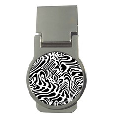 Psychedelic Zebra Black White Line Money Clips (round) 