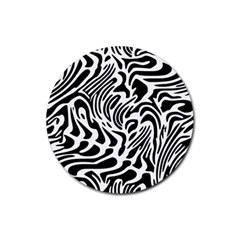 Psychedelic Zebra Black White Line Rubber Coaster (round) 