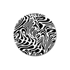 Psychedelic Zebra Black White Line Magnet 3  (round)