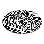 Psychedelic Zebra Black White Line Oval Magnet Front