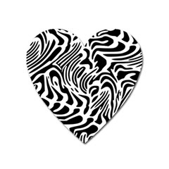 Psychedelic Zebra Black White Line Heart Magnet by Mariart