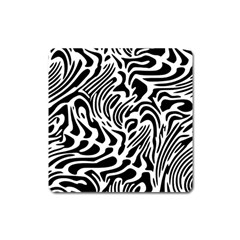 Psychedelic Zebra Black White Line Square Magnet by Mariart