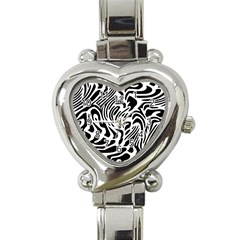 Psychedelic Zebra Black White Line Heart Italian Charm Watch