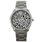 Psychedelic Zebra Black White Line Sport Metal Watch Front